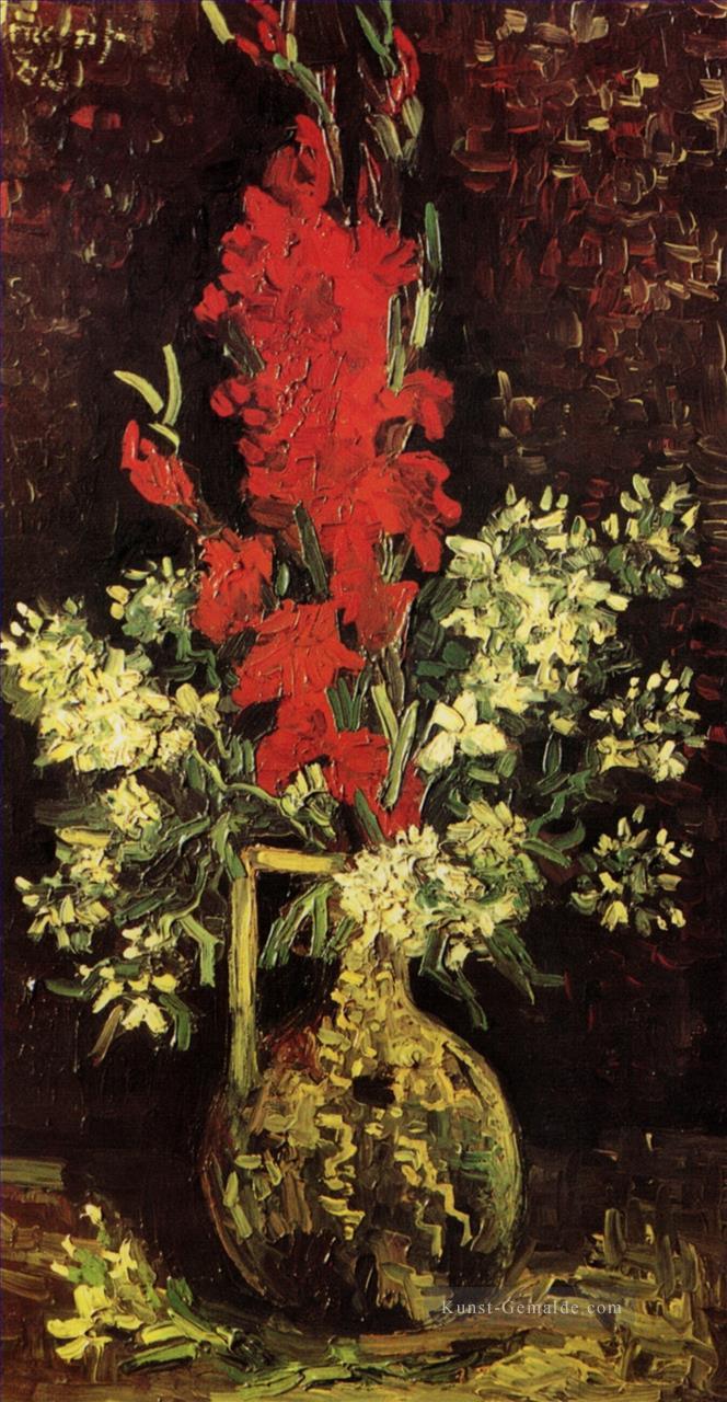 Vase mit Gladiolen und Gartennelken 2 Vincent van Gogh Ölgemälde